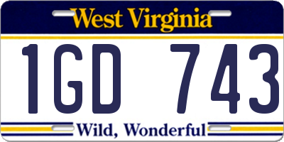 WV license plate 1GD743
