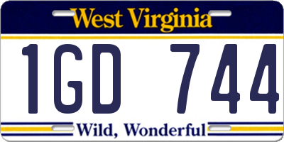 WV license plate 1GD744