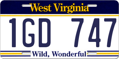 WV license plate 1GD747