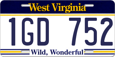 WV license plate 1GD752