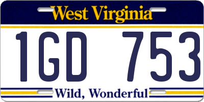 WV license plate 1GD753