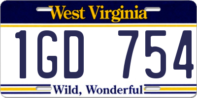 WV license plate 1GD754