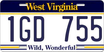 WV license plate 1GD755