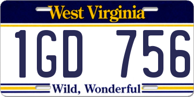 WV license plate 1GD756
