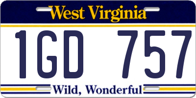 WV license plate 1GD757