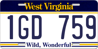 WV license plate 1GD759