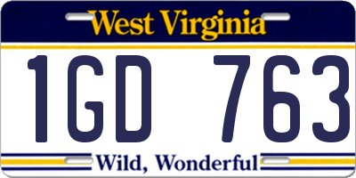 WV license plate 1GD763
