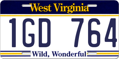WV license plate 1GD764