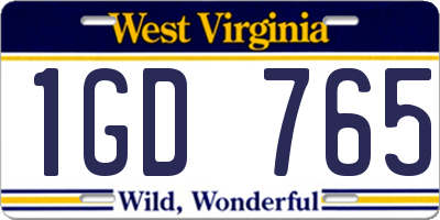 WV license plate 1GD765