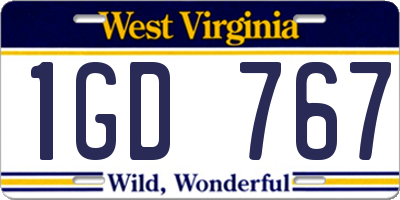 WV license plate 1GD767