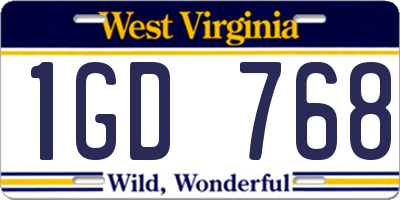WV license plate 1GD768