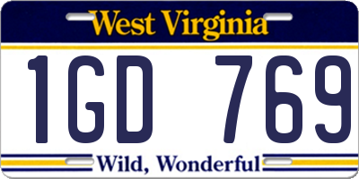 WV license plate 1GD769
