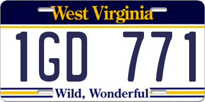 WV license plate 1GD771