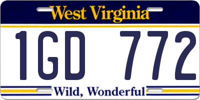 WV license plate 1GD772