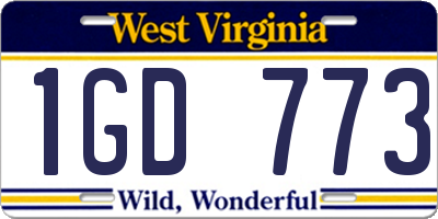 WV license plate 1GD773