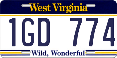 WV license plate 1GD774