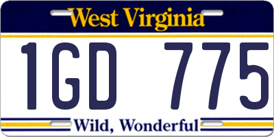WV license plate 1GD775