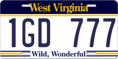 WV license plate 1GD777