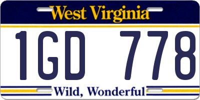 WV license plate 1GD778