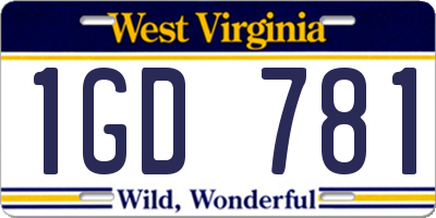 WV license plate 1GD781