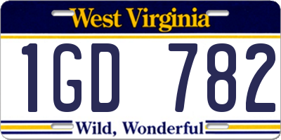 WV license plate 1GD782