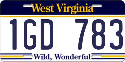 WV license plate 1GD783