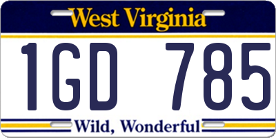 WV license plate 1GD785