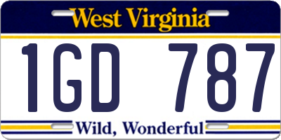 WV license plate 1GD787