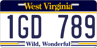 WV license plate 1GD789