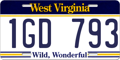 WV license plate 1GD793