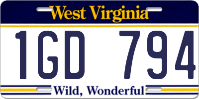 WV license plate 1GD794