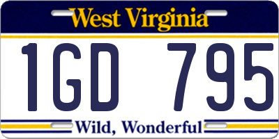 WV license plate 1GD795