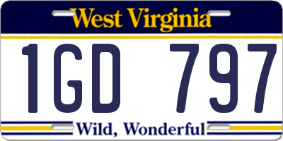 WV license plate 1GD797