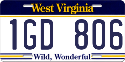 WV license plate 1GD806