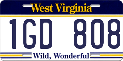 WV license plate 1GD808