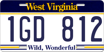 WV license plate 1GD812