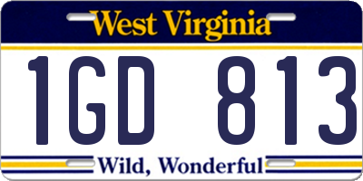 WV license plate 1GD813