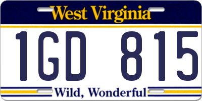 WV license plate 1GD815