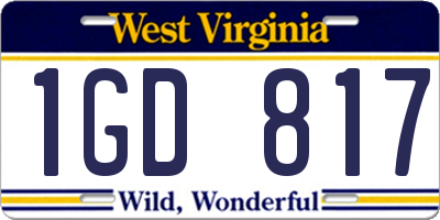 WV license plate 1GD817