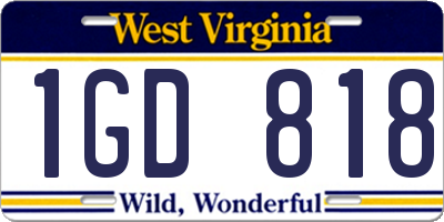 WV license plate 1GD818