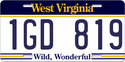 WV license plate 1GD819
