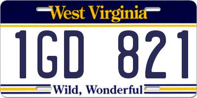 WV license plate 1GD821