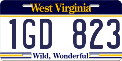 WV license plate 1GD823