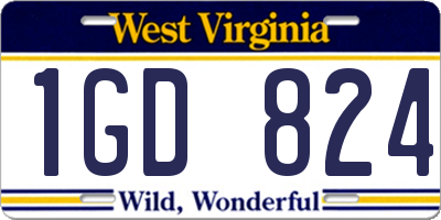 WV license plate 1GD824