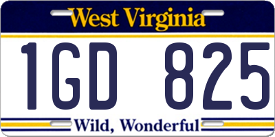 WV license plate 1GD825