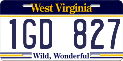 WV license plate 1GD827