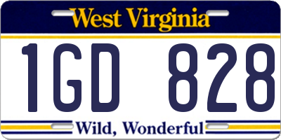 WV license plate 1GD828