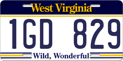WV license plate 1GD829