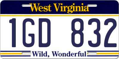 WV license plate 1GD832