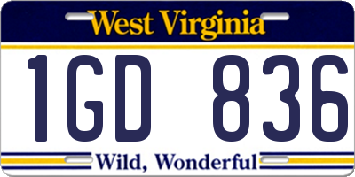 WV license plate 1GD836